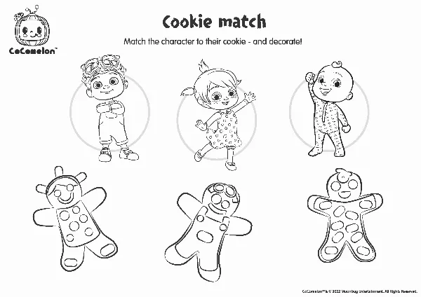 CoComelon Cookie Match Activity Sheet
